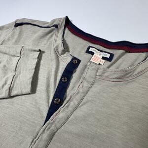 Carbon2Cobalt Shirt Men 2XL Beige Striped Henley Long Sleeve Knit Pullover XXL